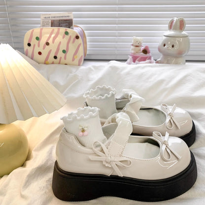 Elegant Bow Princess Glossy Velcro Girls' Casual Shoes