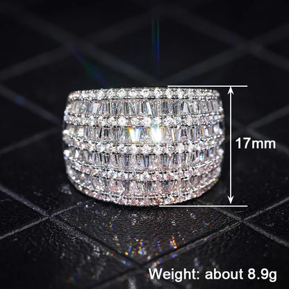 Huitan Charming Inlaid Bright Cubic Zirconia Silver Rings