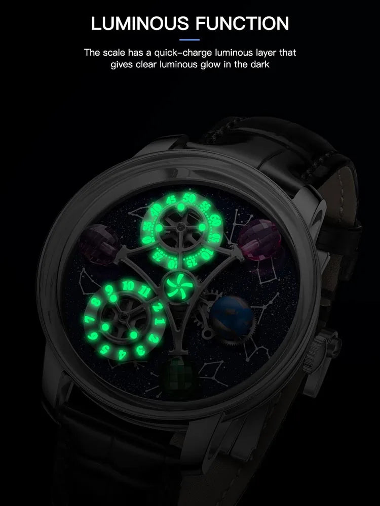Starry Twelve Constellations Mechanical Sapphire Waterproof Mechanical Wristwatches