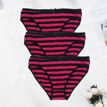 Striped Underwear Plus Size Seamless Panties Cotton Lingerie 3 pcs/lot
