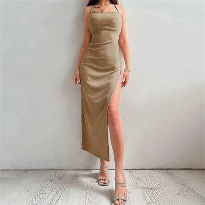 Vestido negro sexy sin mangas y sin tirantes