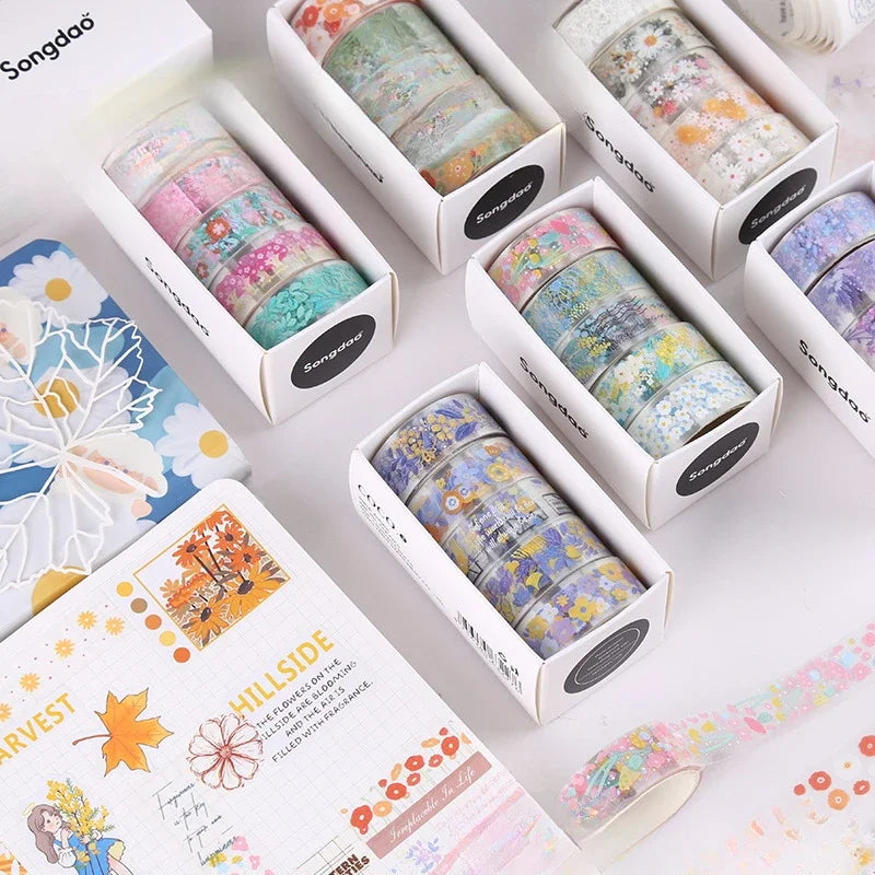 5Rolls Kawaii Transparent Sticker Tape DIY Decorative Material Tape