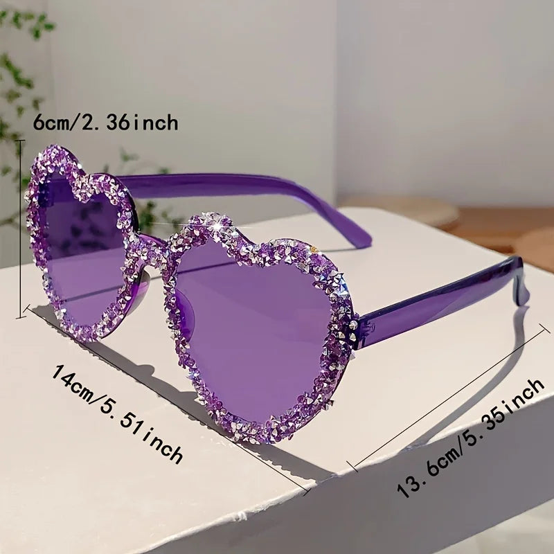Heart Shaped Frameless Rhinestone Red Glasses
