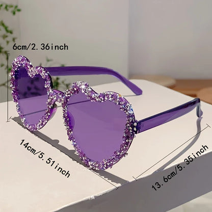 Heart Shaped Frameless Rhinestone Red Glasses
