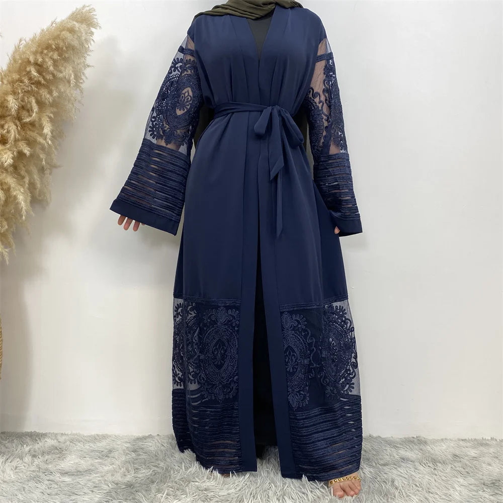 Luxury Gold Rhinestones Muslim Dress Kaftan Abaya