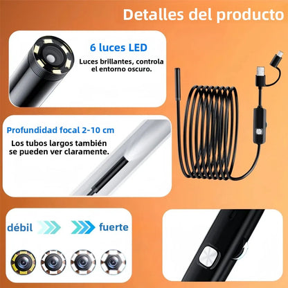 7MM Type-C Endoscope Camera IP67 Waterproof with 6 Adjustable LEDs USB