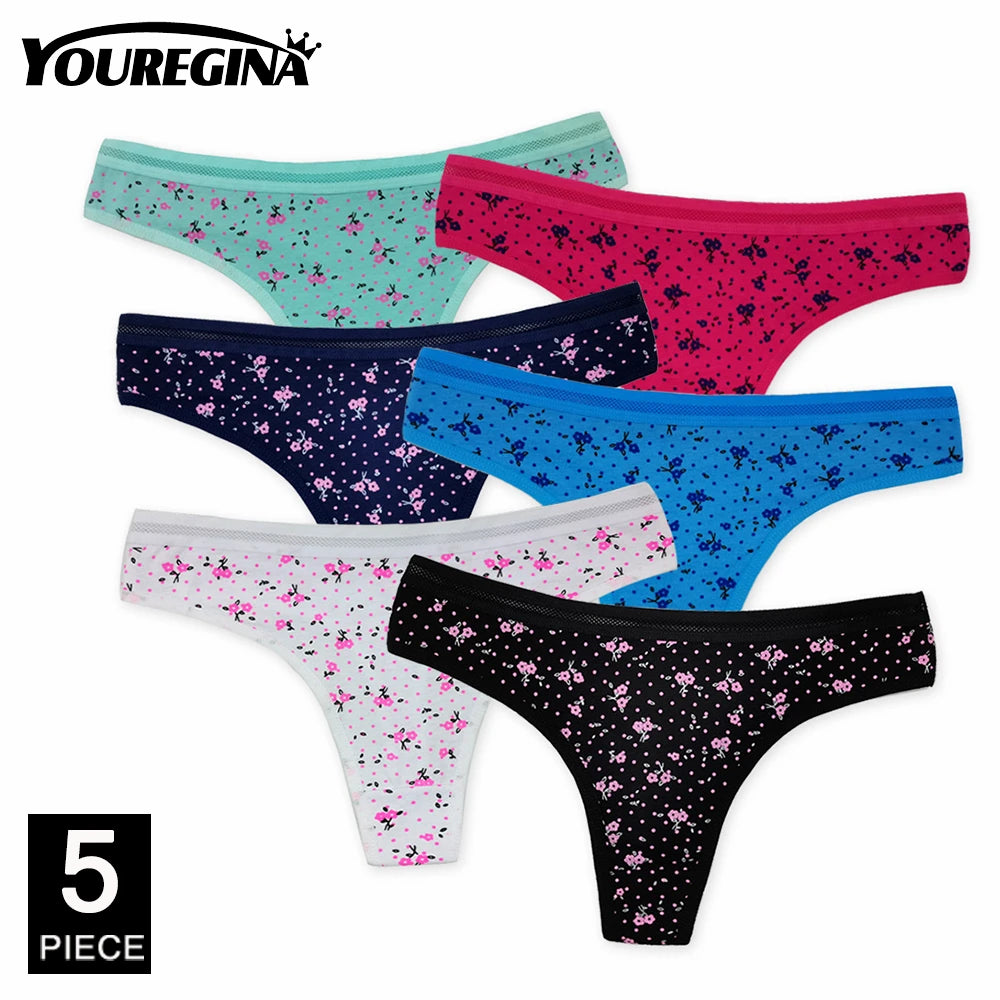 Sexy Thong Cotton G Strings Panties Dot Star Underpants 5 pcs/lot