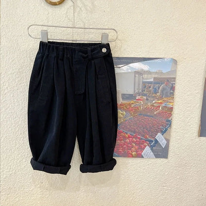 Autumn Casual Girls Loose Radish Cotton High Waist Pants