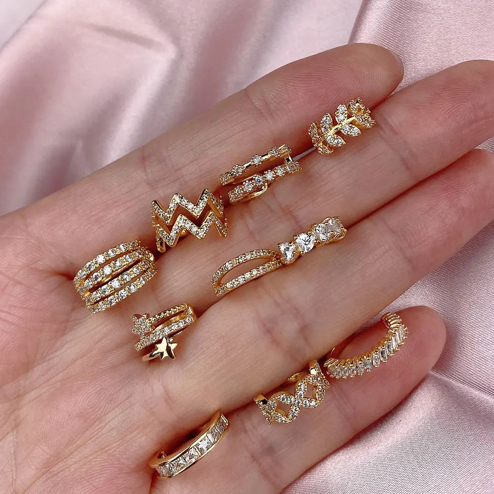 Geometry Crystal CZ  Leaf Clip Earring