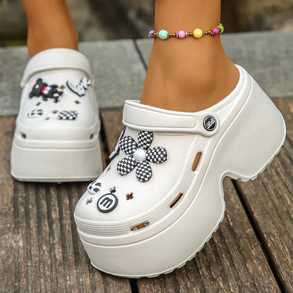 Chunky Platform Clogs Garden Slippers Hollow Out Thick Bottom Slip Beach