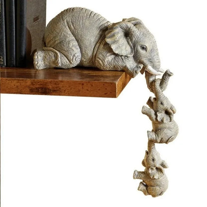 3 Pcs/set Cute Elephant Hug Baby Doll Resin Handicraft