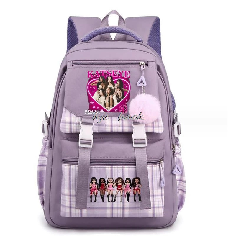 Katseye Funny Print Mochila Book Bags