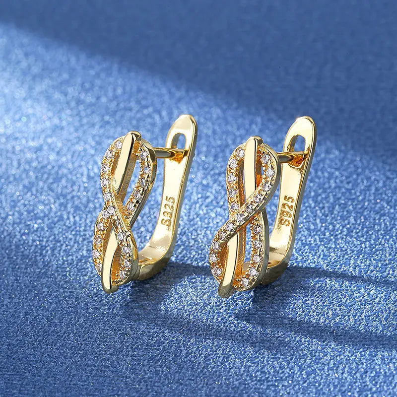 925 Silver Needle Princess Crystal Square Zircon Drop Earrings