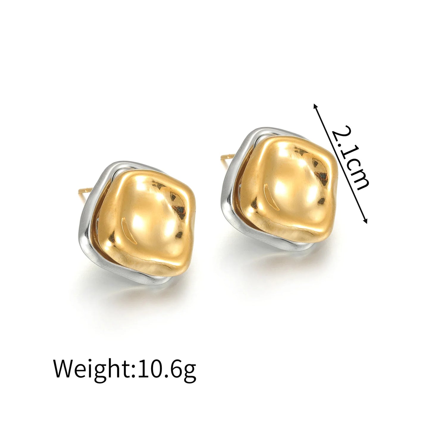 Stainless Steel Metal Splice Stud Earrings