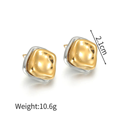 Stainless Steel Metal Splice Stud Earrings