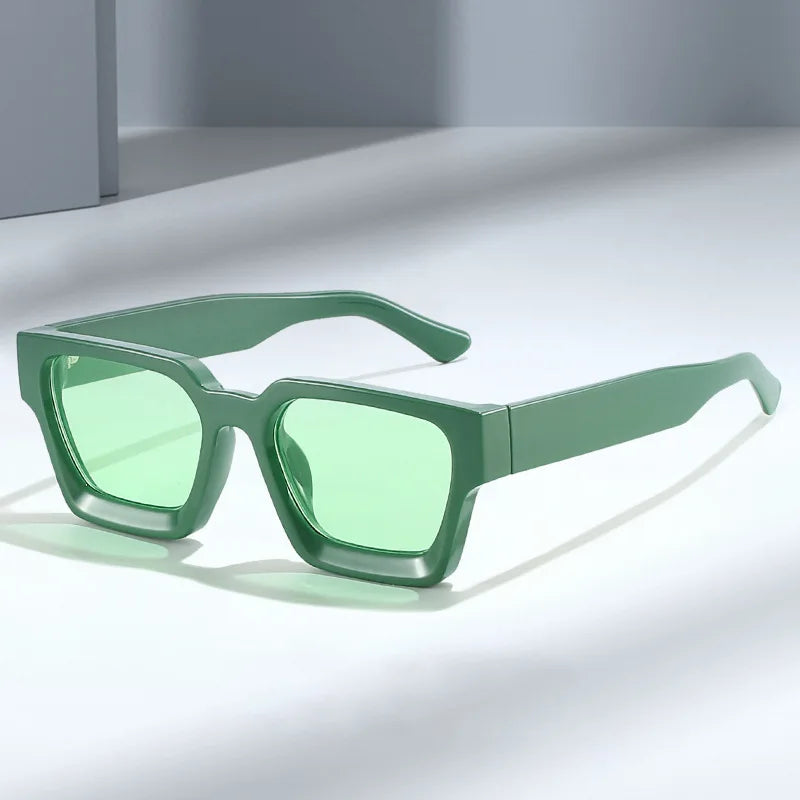 Square Luxury Retro Green Brand Designer Sun Glasses