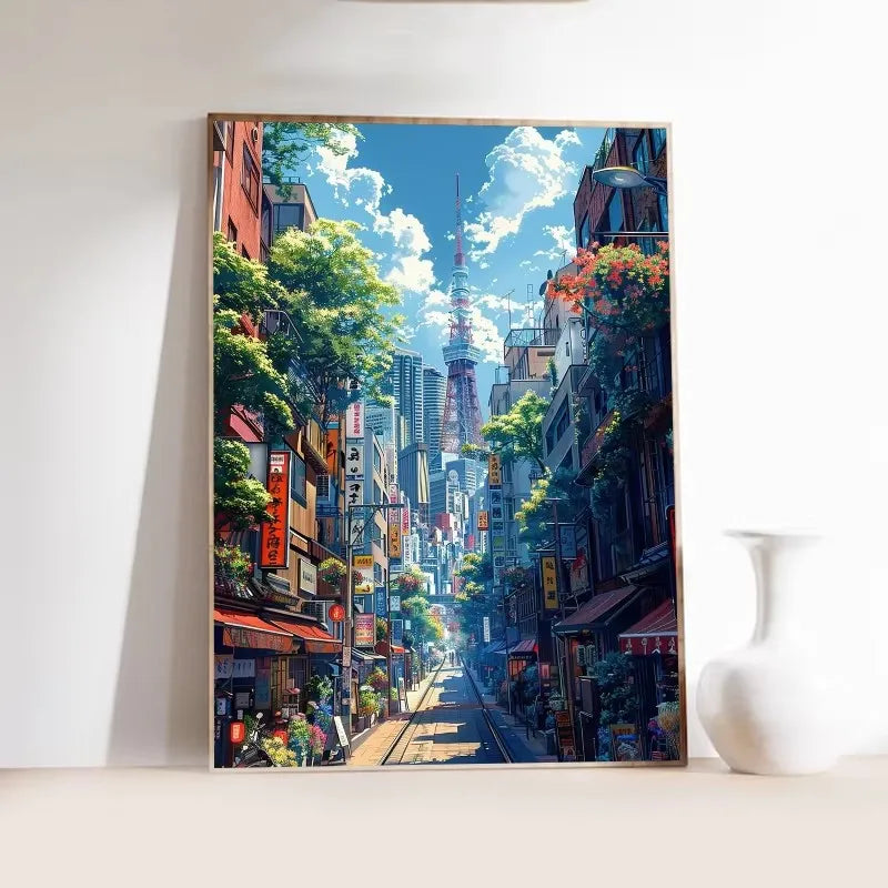 Japanese Tokyo Teahouse Cartoon Canvas Print