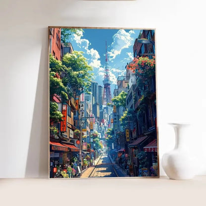 Japanese Tokyo Teahouse Cartoon Canvas Print