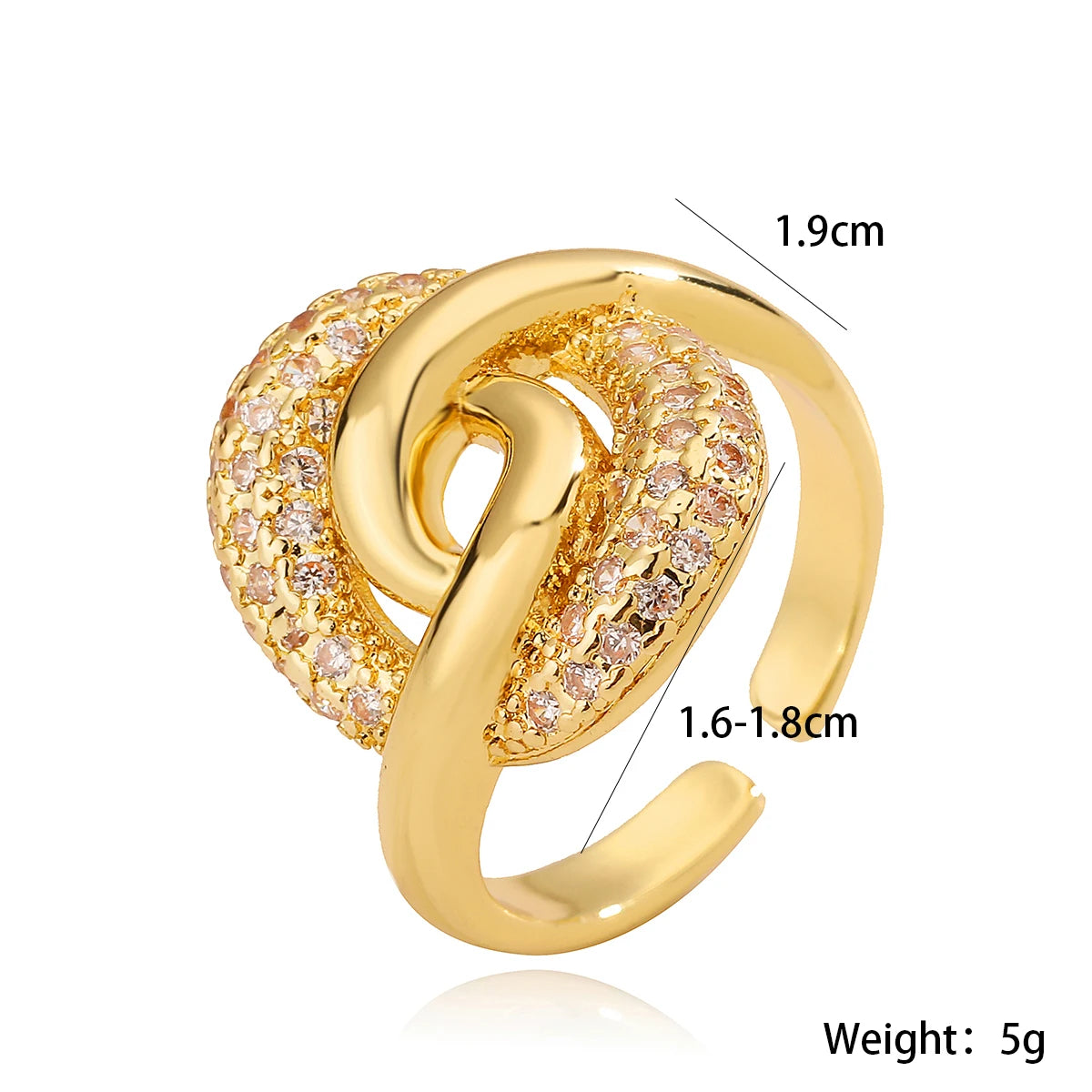 Gold/Silver Geometric Shiny AAA CZ Inlay Copper Rings