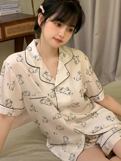 Short Sleeve Button Top and Shorts Pink Sleepwear Soft Comfy Pajama Set