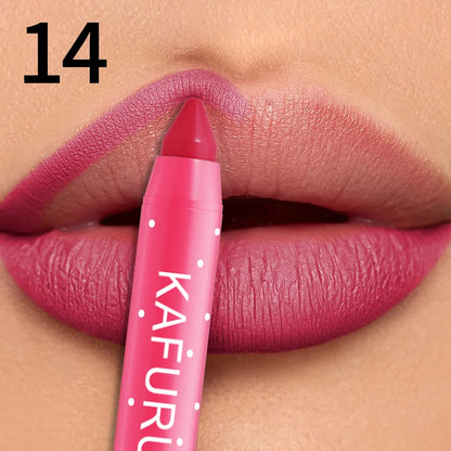15 Colors Lipstick Pencil Waterproof Sexy Red Matte Contour Tint Lipstick