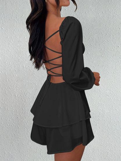 Sexy Backless Long Sleeved Dress