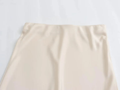 Faldas largas informales de satén de talle alto