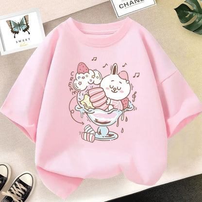 Cute Strawberry Milk Shake Cartoon T-shirt