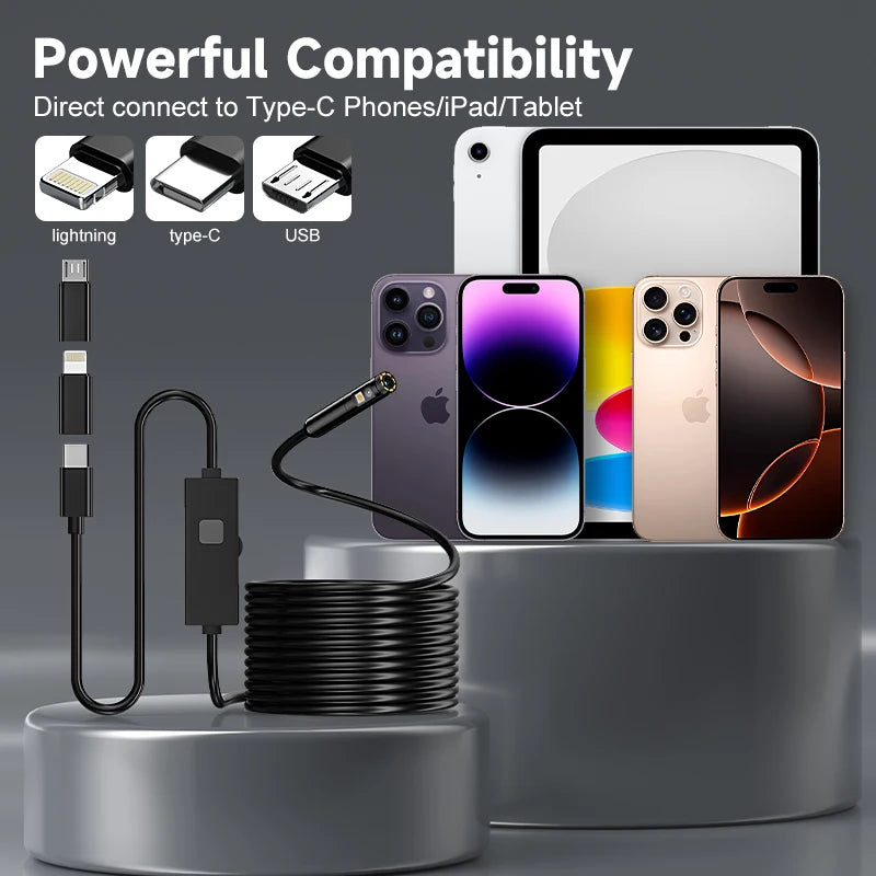 Type-C Industrail Endoscope Micro USB Single Dual Camera Waterproof Probe LED