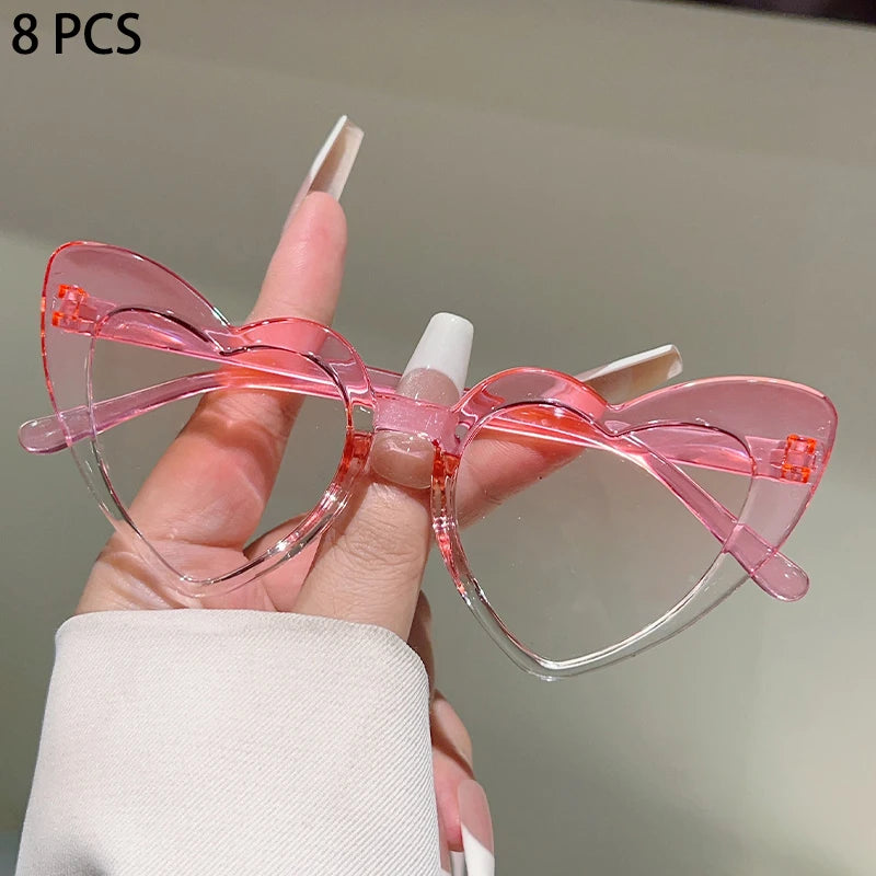 8 Pcs Per Set Cute Heart Shaped Sunglasses