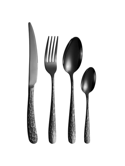 4/6/16/24pcs Black stainless steel cutlery knife