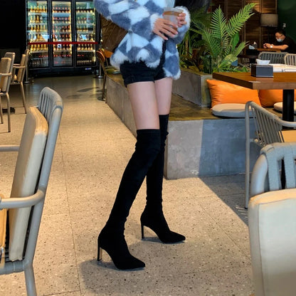 Black Stretch Skinny Sexy Boots