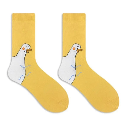 Funny Crazy Goose Head Sport Cotton Creative Happy Animal Casual Socks