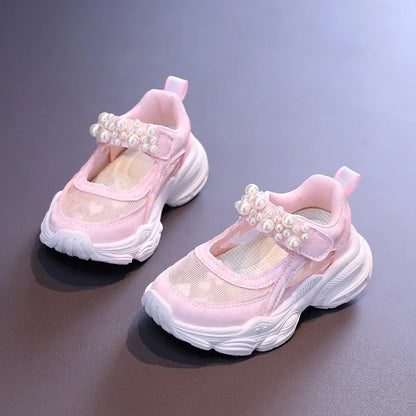 Girls Tennis Mesh Pearl Sports Sneakers
