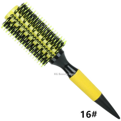 1/6pcs Yellow Boar Bristle Hair Comb Professional Round Hair Brush Curling Combs