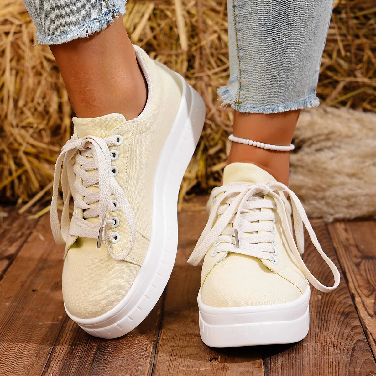 Casual Lace Up Platform Tennis Sport Sneakers
