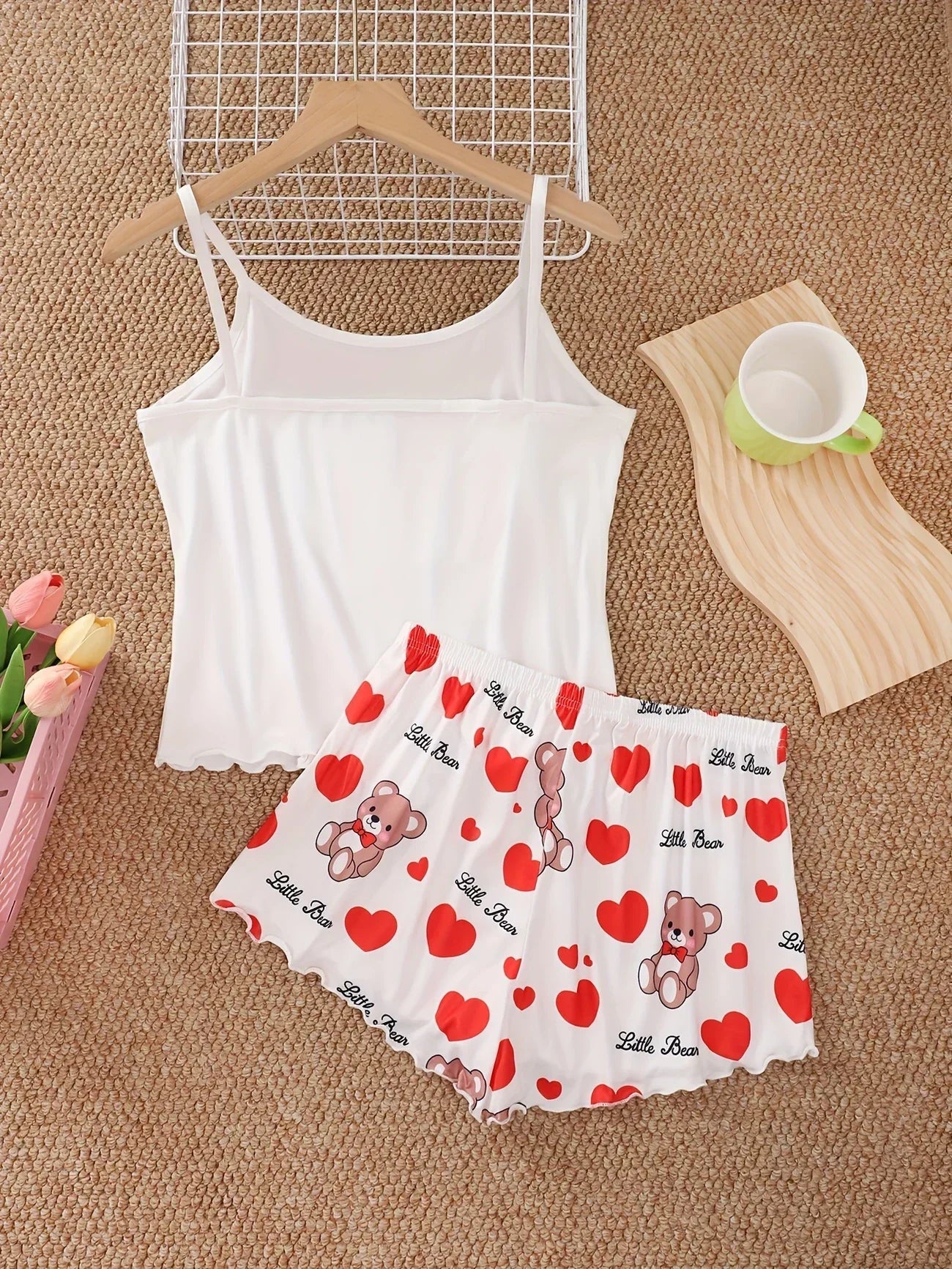 Cute Love Bear Printed Pyjamas Set