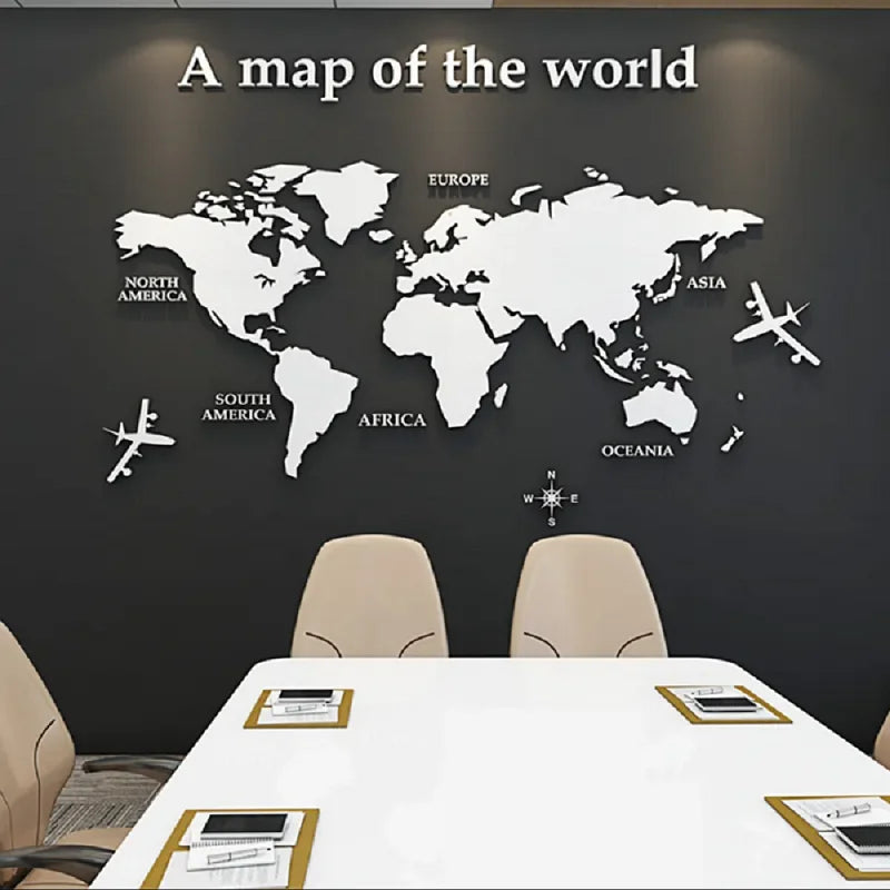 World Map Wall DIY 3D Acrylic Wall Stickers Three-dimensional Mirror Stickers
