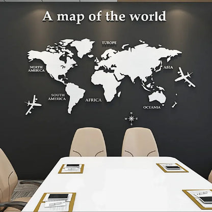 World Map Wall DIY 3D Acrylic Wall Stickers Three-dimensional Mirror Stickers