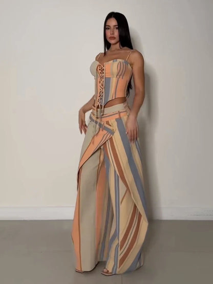 Sexy Print Vest Pants Beach Slash Set