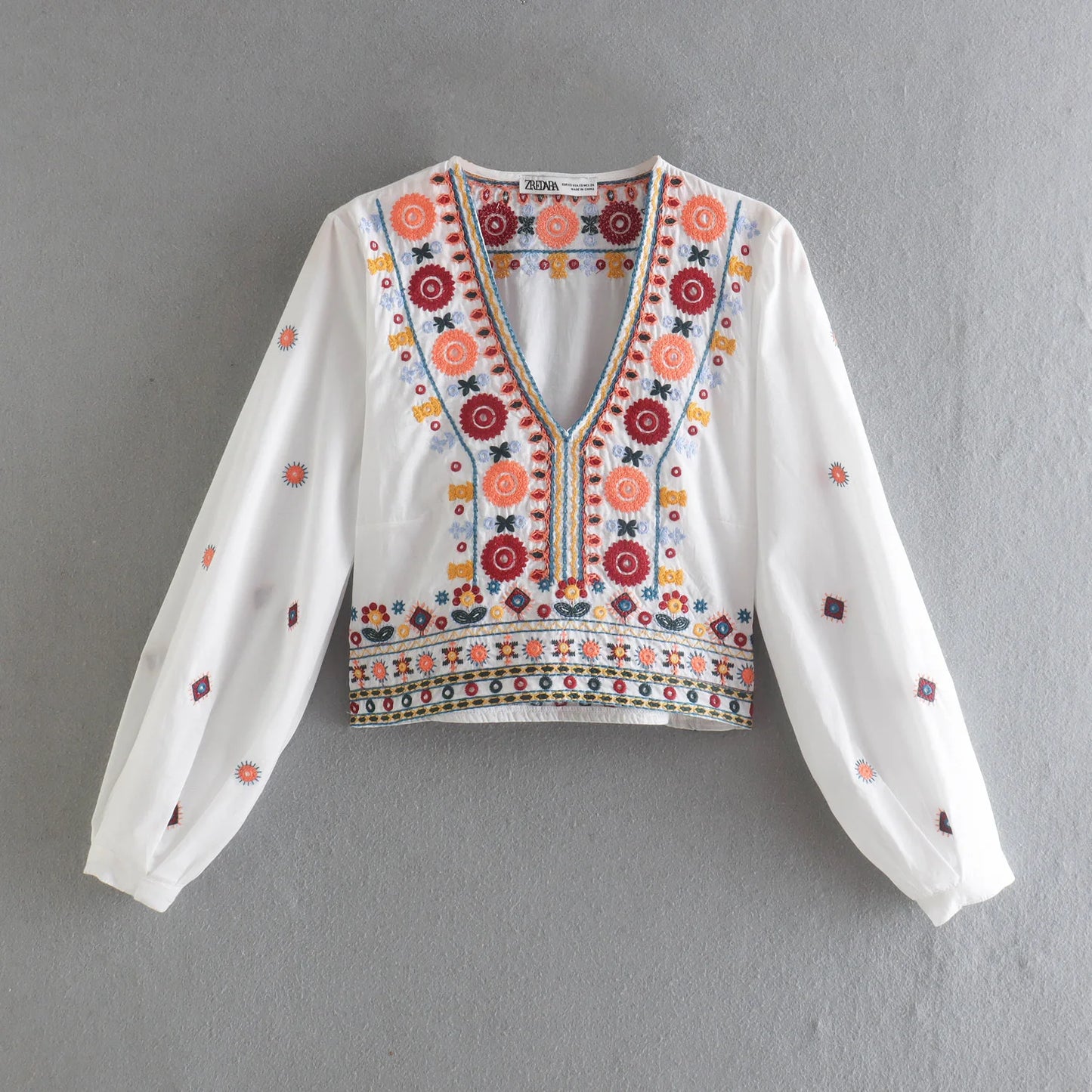 American Style Ethnic Style Top Shirt Contrasting Half Skirt Set