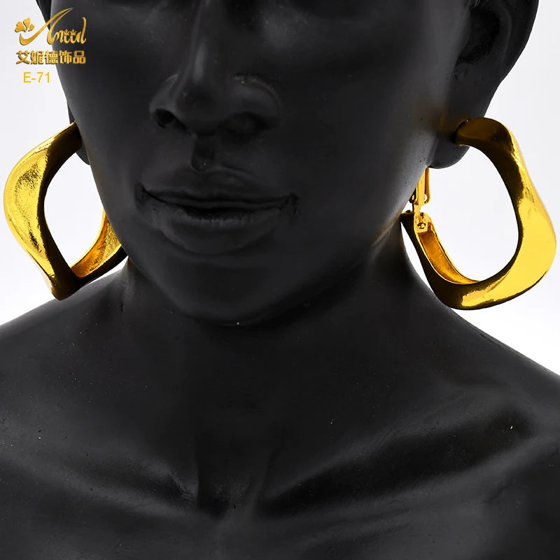 24K Gold Color Hoop Earrings