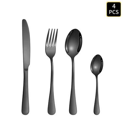 4/6/16/24pcs Black stainless steel cutlery cutlery set