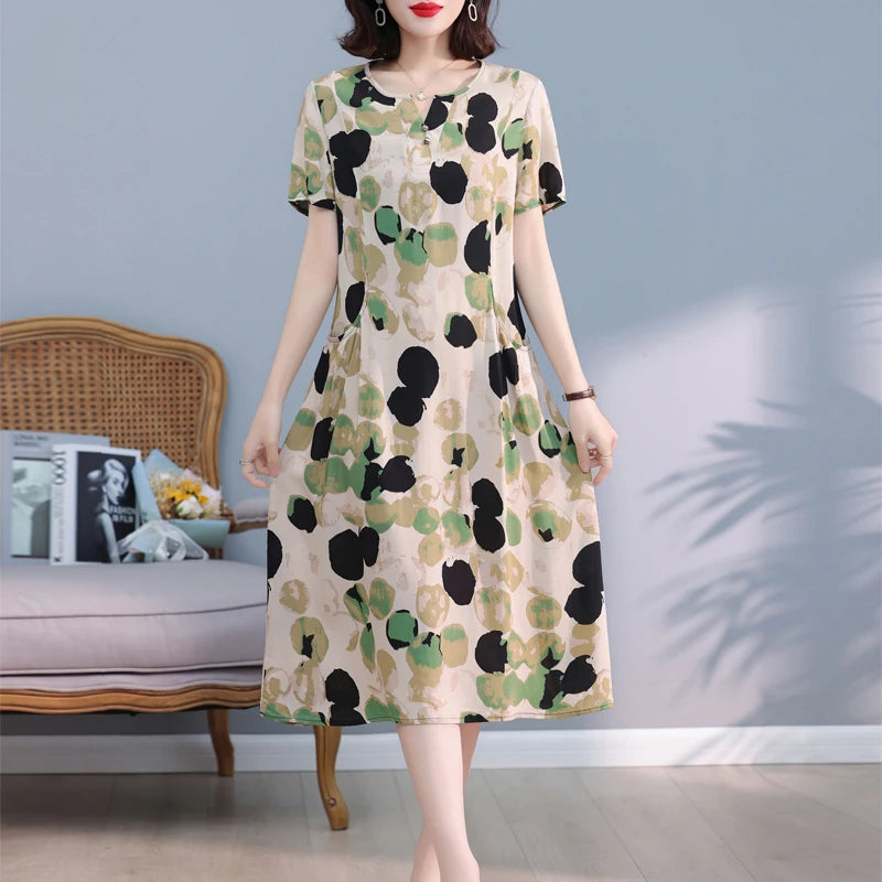 Bata informal de manga corta estilo boho, vestido largo