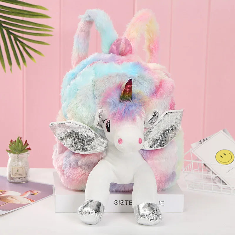 Cartoon School Book Bag Cute 3D Fur Backpacks