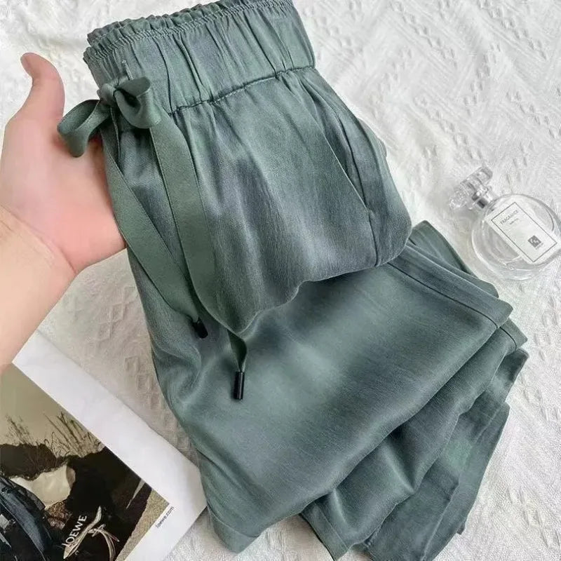Ice Silk Wide Leg Pants