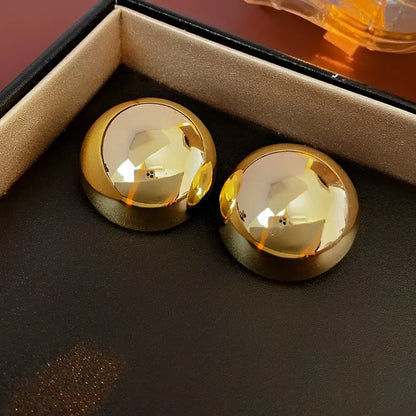 Smooth Round Big Ball Metal Stud Earrings