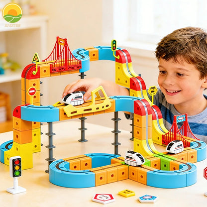 Magnetic Track Electric Train Anti-gravity Kids Magic Cube Car Railway Toy