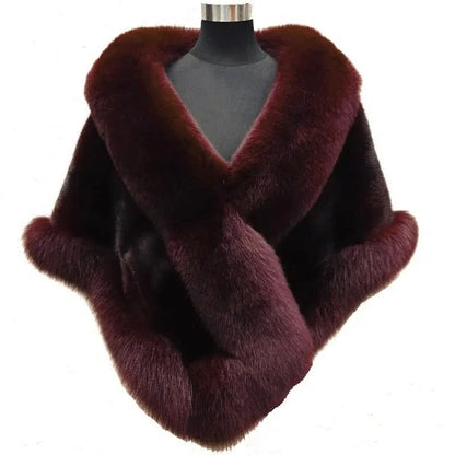 Fur Shawl Autumn Winter Faux Mink Fox Fur Cloak Coats Jacket