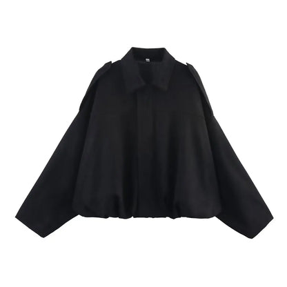 Suede Bomber Long Sleeve Zipper Oversize Solid Bomber Coat Jacket